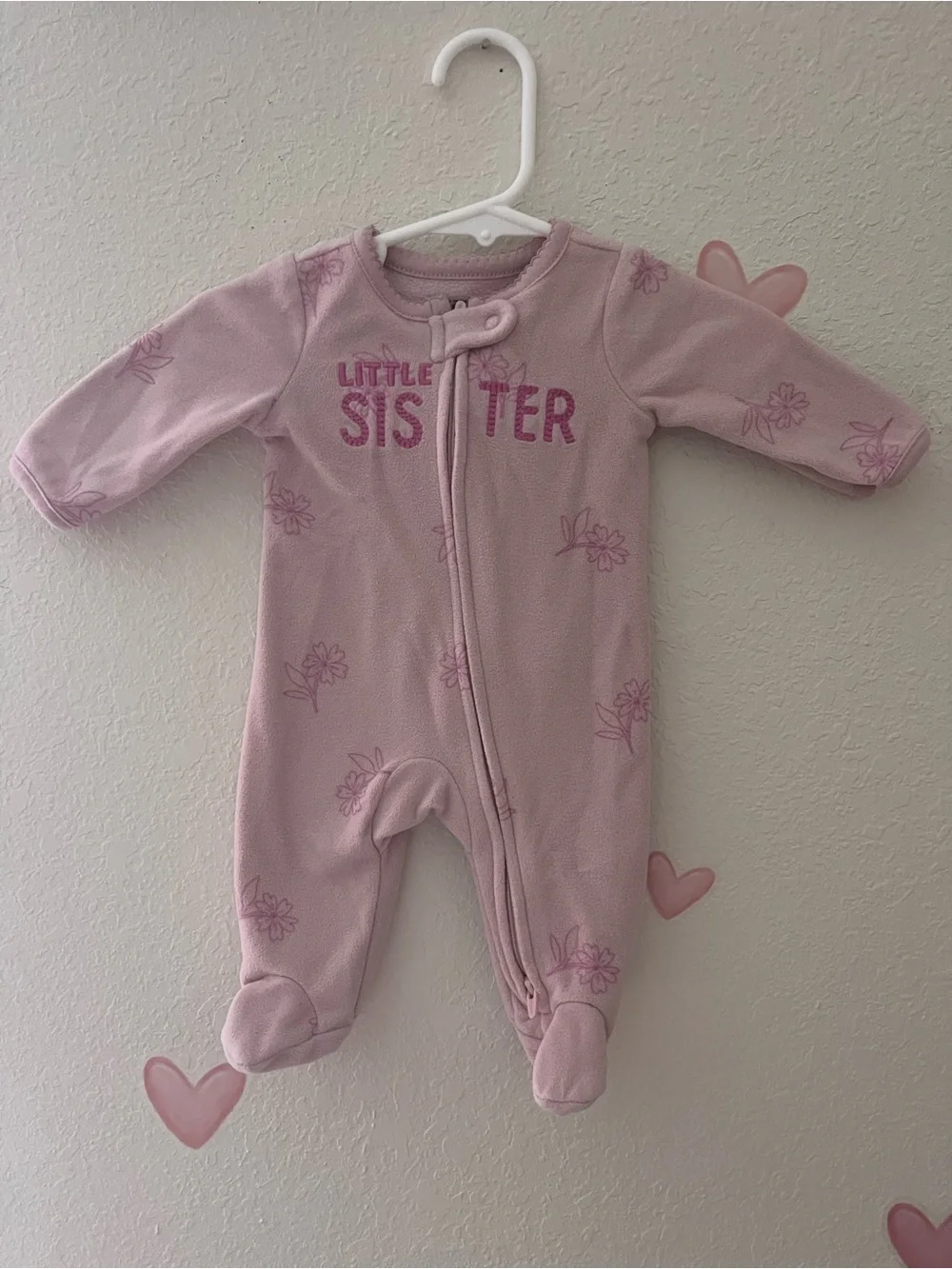 Carter's Light Pink Floral 'Little Sister' Footed One-Piece